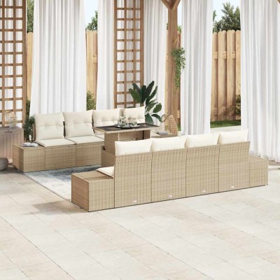 Garden Sofa Set 9 pcs Beige...