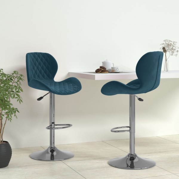 Bar stools, 2 pcs., blue, velvet