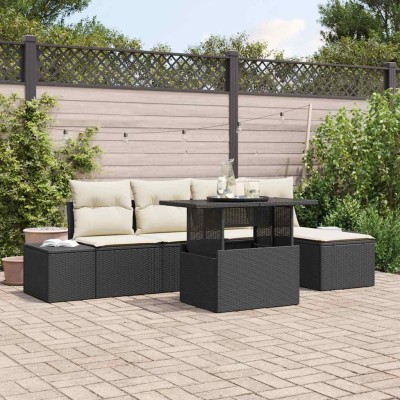 Garden Sofa Set 6 pcs Black...
