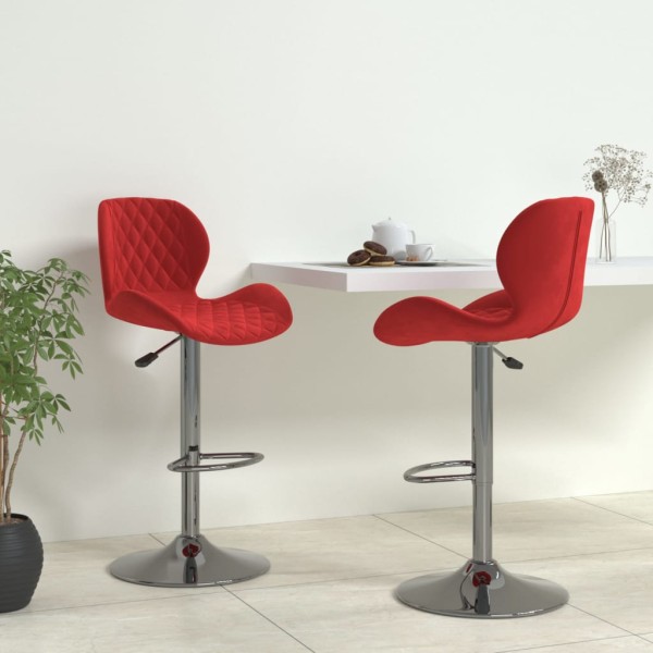 Bar stools, 2 pcs., red wine color, velvet