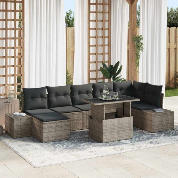 Garden sofa set with pillow 8 pcs Gray