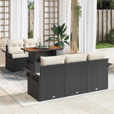 Garden Sofa Set 6 pcs Black...