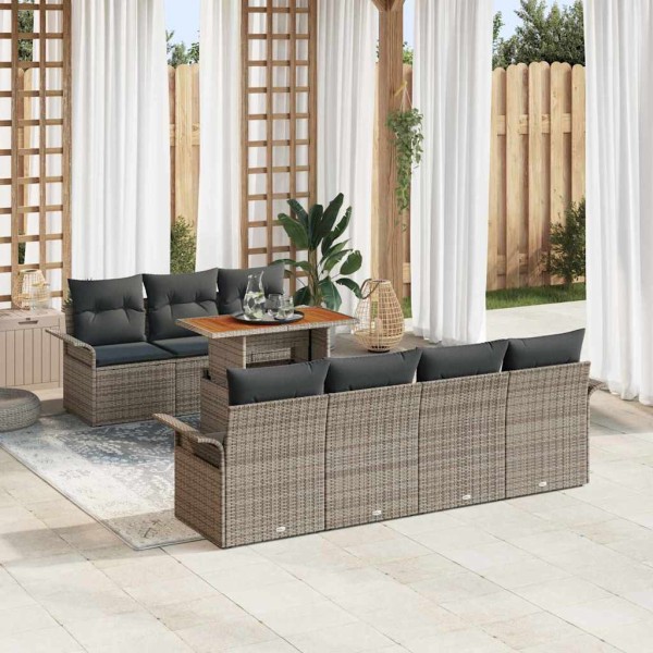 Garden sofa set with pillow 8 pcs Gray