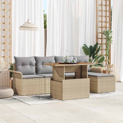 Garden Sofa Set 6 pcs beige...