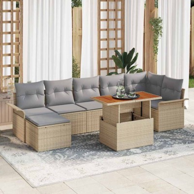 Garden Sofa Set 8 pcs Beige...