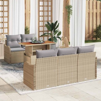 Garden Sofa Set 6 pcs Beige...