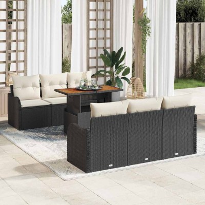 Garden Sofa Set 7 pcs Black...