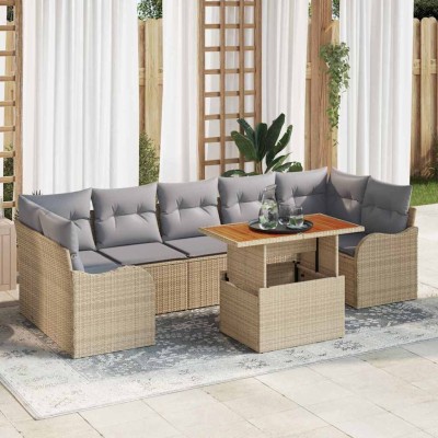 Garden Sofa Set 8 pcs Beige...