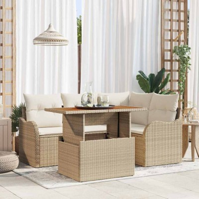 Garden Sofa Set 5 pcs Beige...