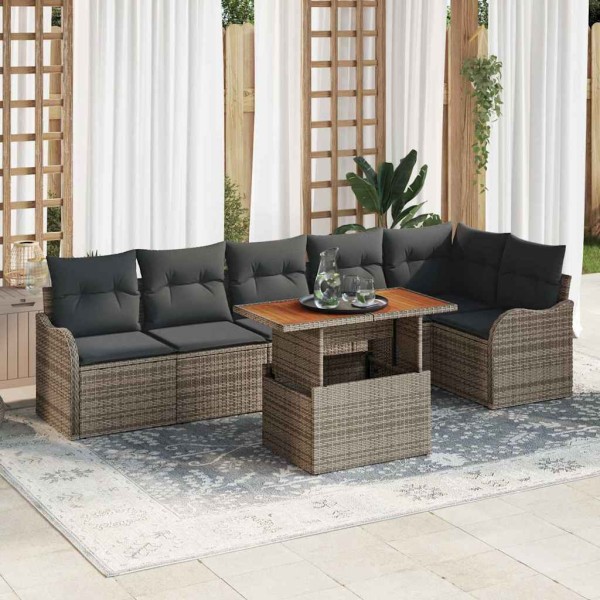Garden sofa set with pillow 7 pcs Gray