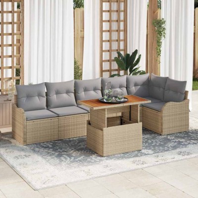 Garden Sofa Set 7 pcs beige...