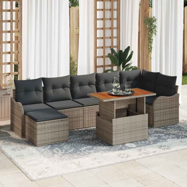 Garden sofa set with cushion and storage 8 pcs Gray