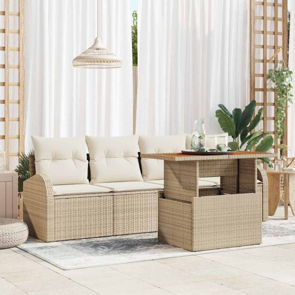 Garden Sofa Set 5 pcs beige and cream color