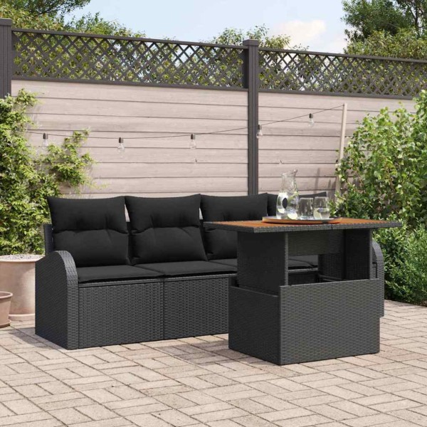 Sodo Sofų Rinkinys 5 pcs Juoda