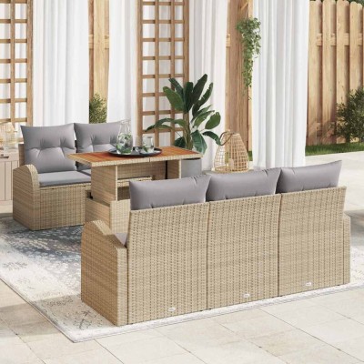 Garden Sofa Set 6 pcs beige...