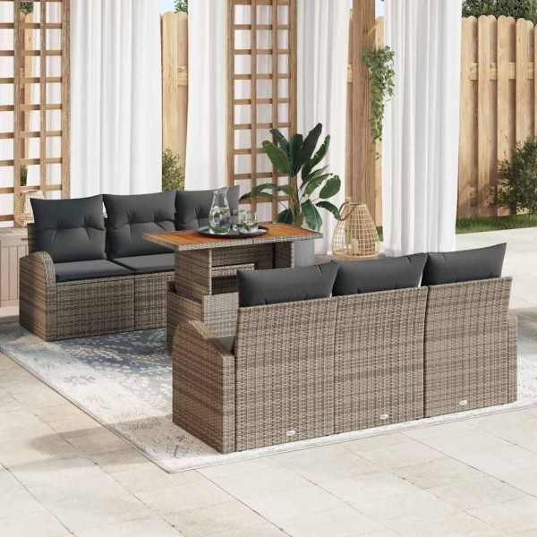Garden sofa set with pillow 7 pcs Gray