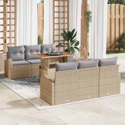 Garden Sofa Set 7 pcs beige...