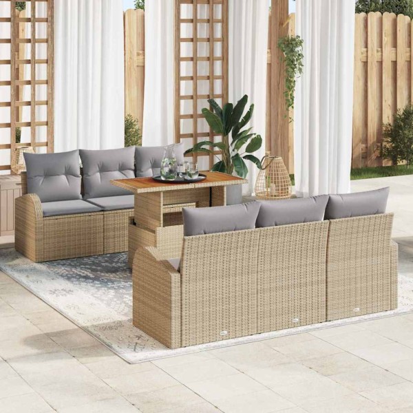 Sodo Sofų Rinkinys 7 pcs smėlio ir šviesiai pilkos spalvos