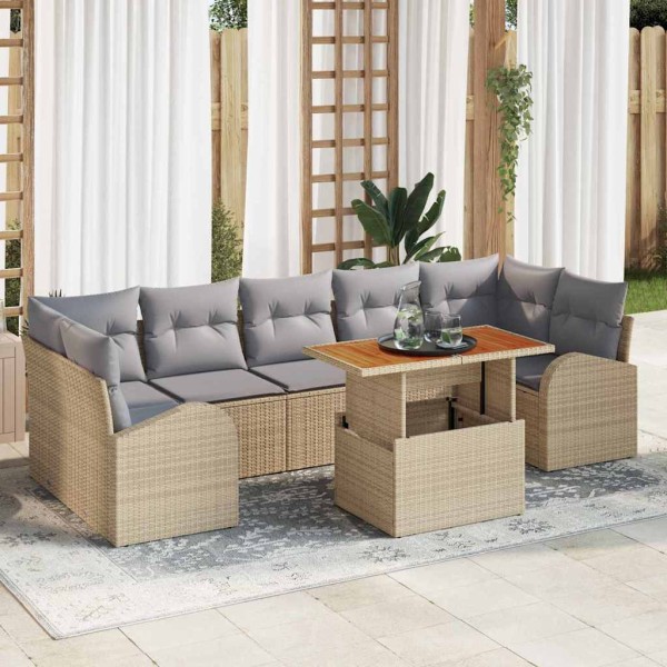 Sodo Sofų Rinkinys 8 pcs smėlio ir šviesiai pilkos spalvos