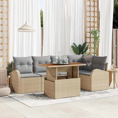 Garden Sofa Set 6 pcs beige...