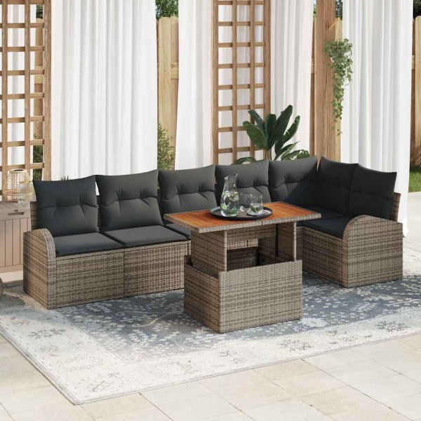 Garden sofa set with pillow 7 pcs Gray