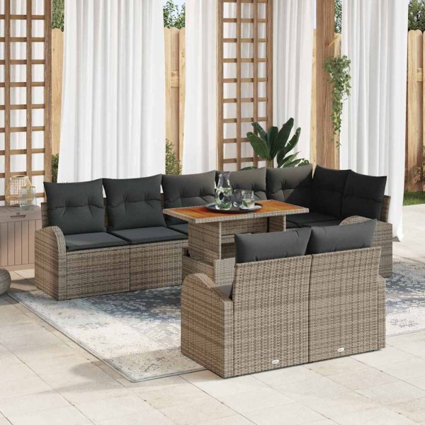 Garden sofa set with pillow 9 pcs Gray