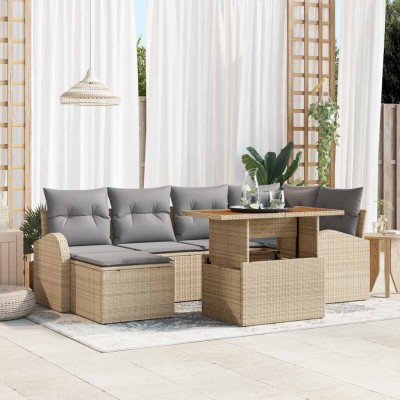 Garden Sofa Set 7 pcs beige...