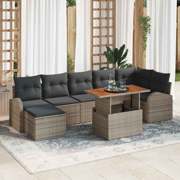 Sodo Sofų Rinkinys su pagalve 8 pcs Pilka