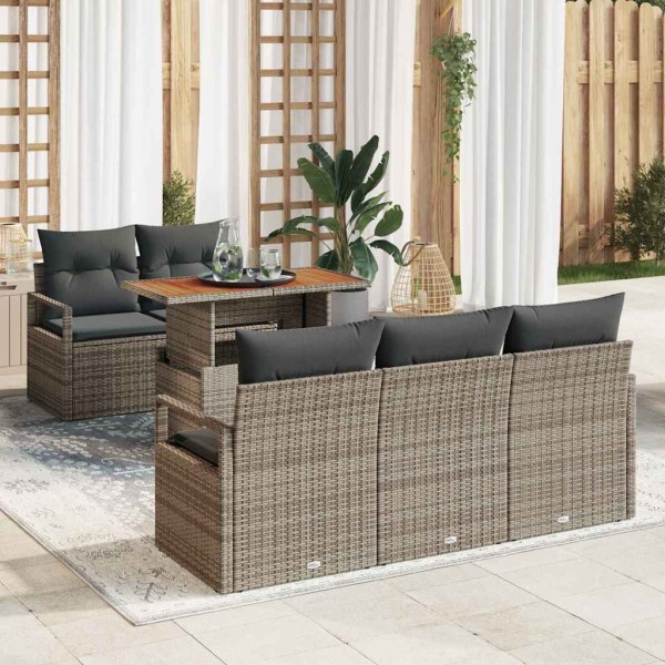 Sodo Sofų Rinkinys su pagalve 6 pcs Pilka