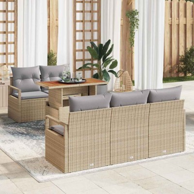 Garden Sofa Set 6 pcs beige...