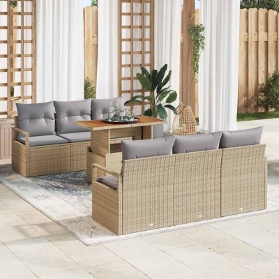 Garden Sofa Set 7 pcs beige...
