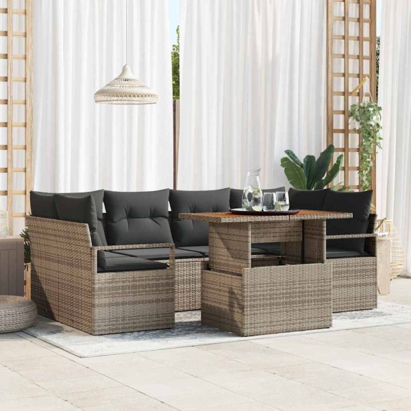 Garden sofa set with pillow 7 pcs Gray