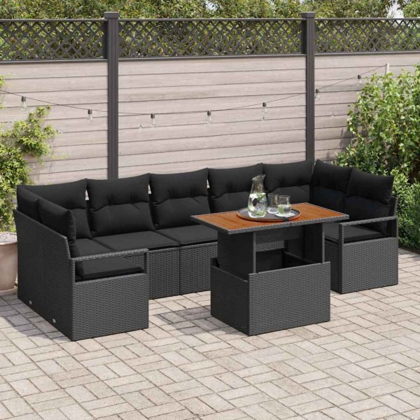 Sodo Sofų Rinkinys su pagalve 8 pcs Juoda ir Ruda