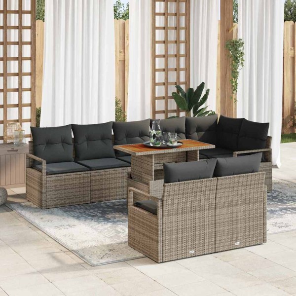 Garden sofa set with pillow with pillow 9 pcs Gray and brown