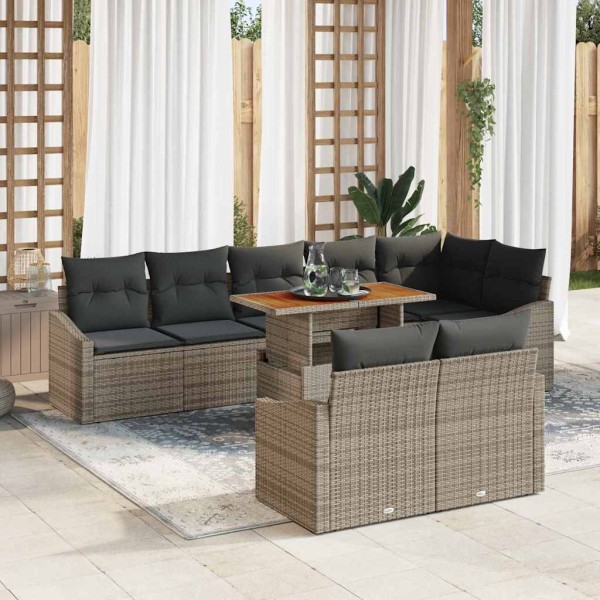 Garden sofa set with pillow with pillow 9 pcs Gray and brown