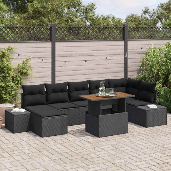 Sodo Sofų Rinkinys su pagalve 8 pcs Juoda ir Ruda