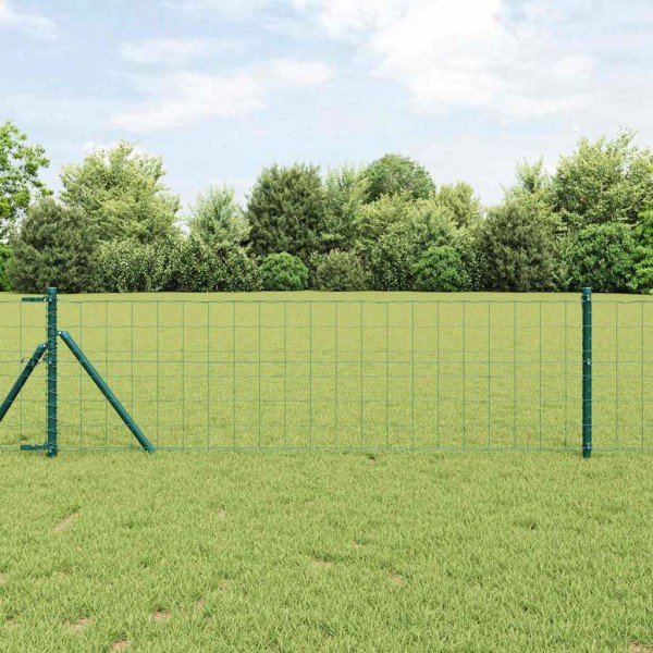 Fence with posts Green 0.8 x 25 m Steel