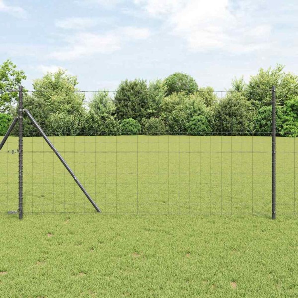 Fence with posts Gray 1 x 25 m Steel