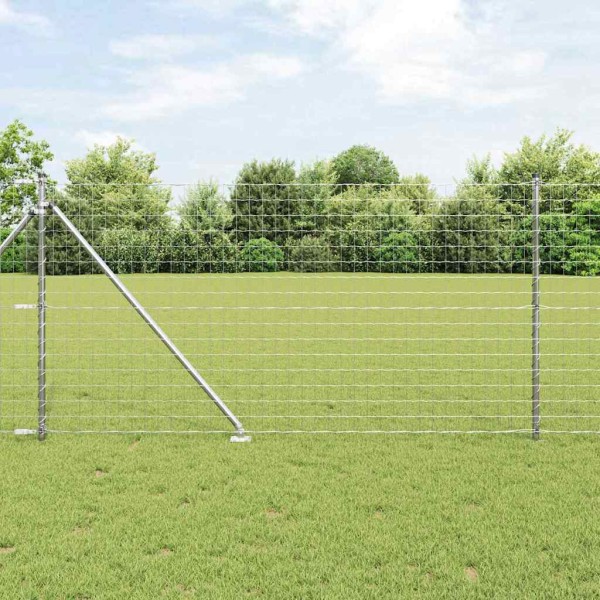Fence with poles Silver 1 x 10 m Steel