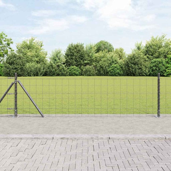 Fence with posts Gray 0.4 x 25 m Steel and PVC