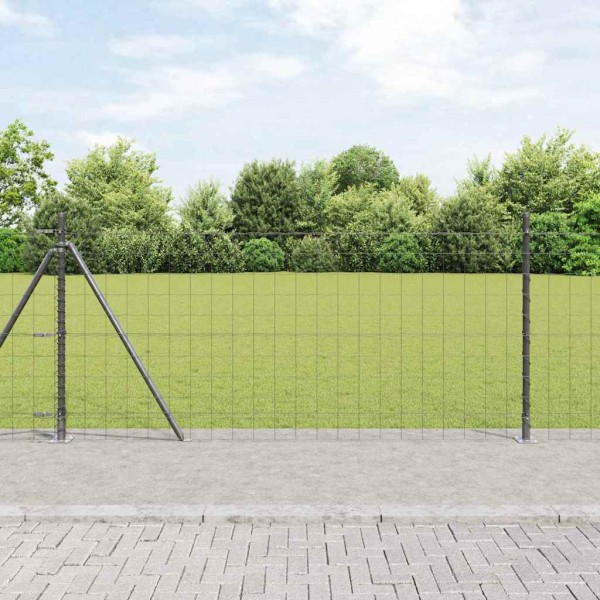 Fence with posts Gray 0.8 x 25 m Steel