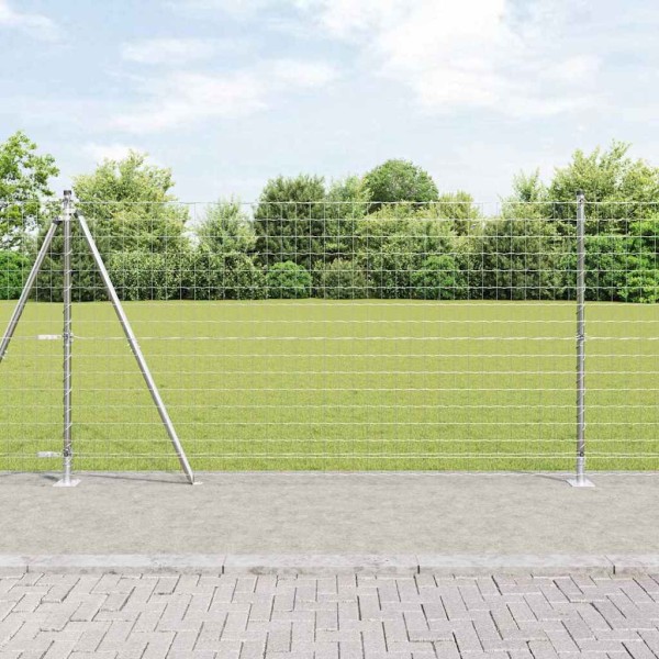 Fence with poles Silver 1.2 x 25 m Steel