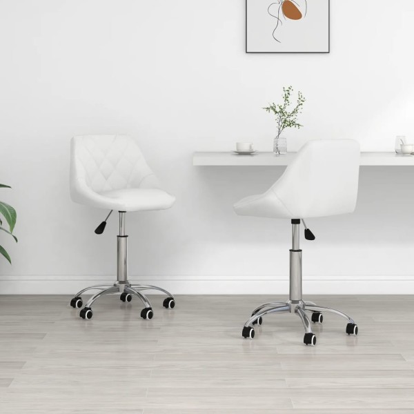 Swivel dining chairs, 2 pcs., white color, artificial leather