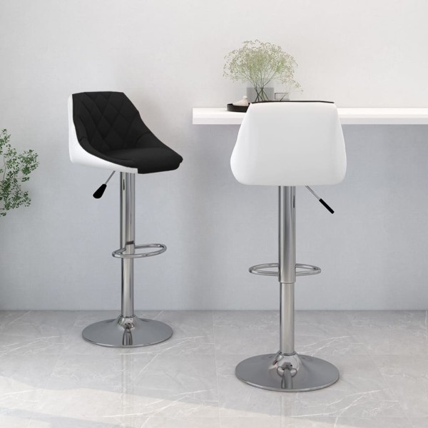 Bar stools, 2 pcs., white and black, artificial leather