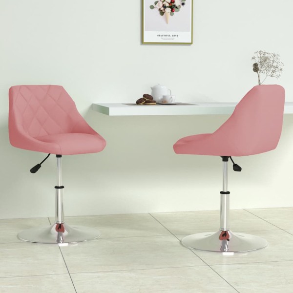 Swivel dining chairs, 2 pcs., pink, velvet