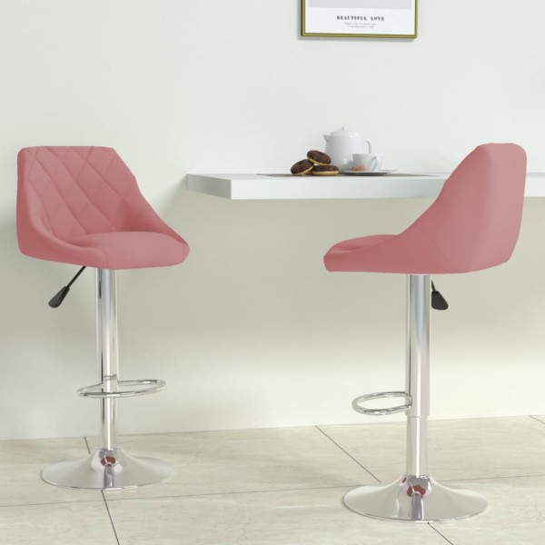 Bar stools, 2 pcs., pink, velvet
