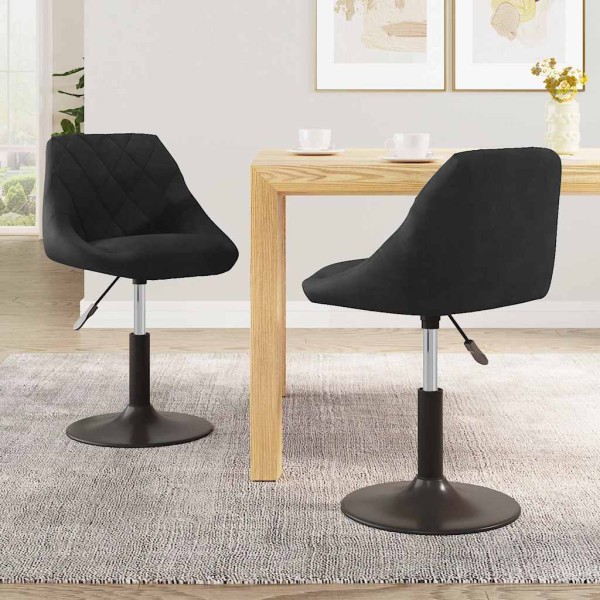 Swivel dining chairs, 2 pcs., black, velvet