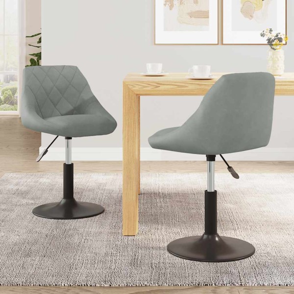 Swivel dining chairs, 2 pcs., light gray, velvet