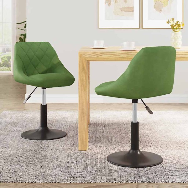 Swivel dining chairs, 2 pcs., light green, velvet