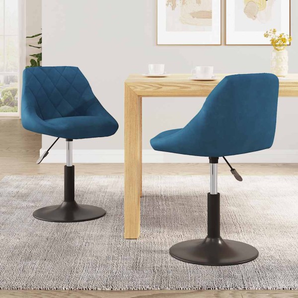 Swivel dining chairs, 2 pcs., blue, velvet